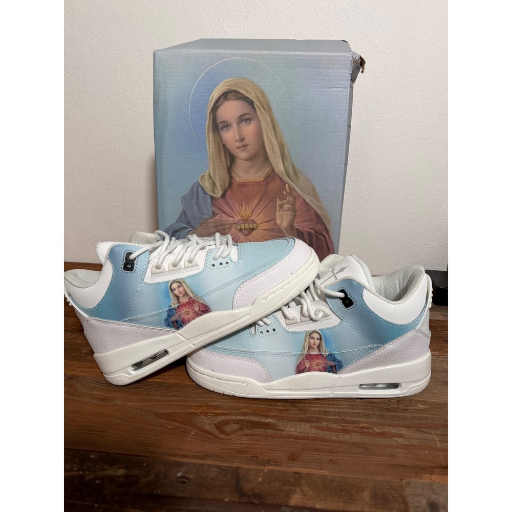 Kito Wares Mother Mary III Sneakers Monastery Blue White Mens 7.5 Religious Shoe